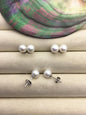 AA+ 7-7.5mm white round freshwater pearl stud earrings,sterling silver metal,SE3-004