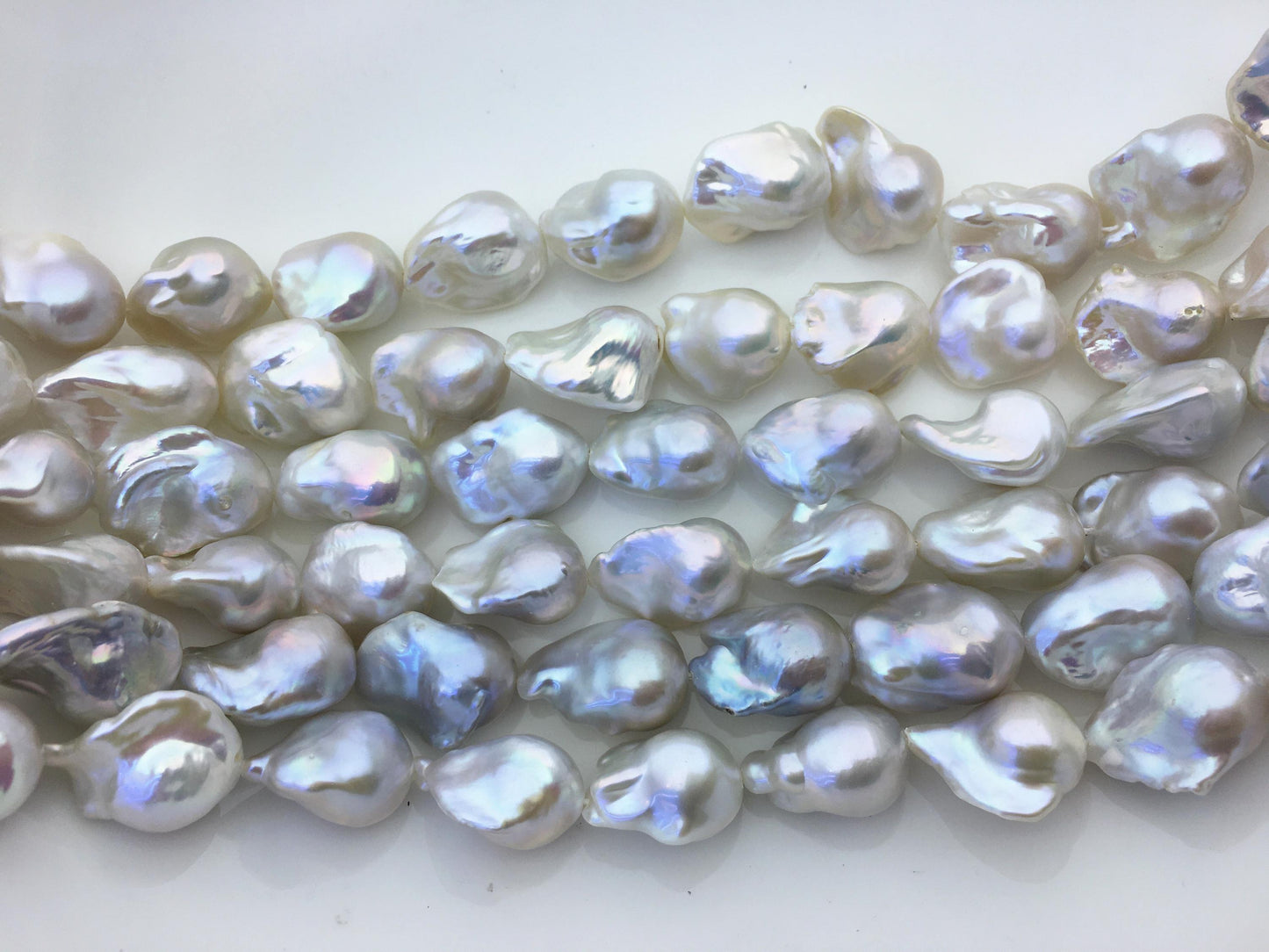 15.5'' AAA 13-15mm White flame ball freshwater pearl,FL15-3A-7-2