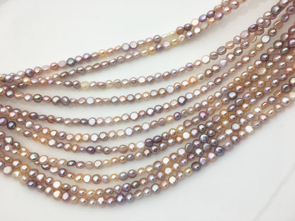 AAA 3-4mm Tiny pink purple mix color nugget freshwater pearls,irregular nugget freshwater pearl strand,LM3-3A-7