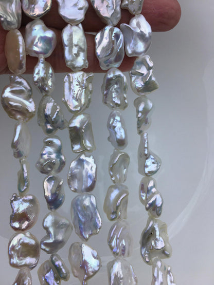 AA+ 11-13mm white long keshi Pearl Necklace,brown Pearl necklace,Genuine Fresh Water Pearl,Wedding Necklace,ZS-200-101