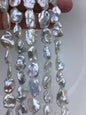 AA+ 11-13mm white long keshi Pearl Necklace,brown Pearl necklace,Genuine Fresh Water Pearl,Wedding Necklace,ZS-200-101