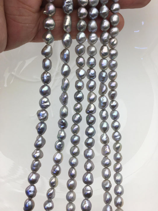 AAA 4-7mm gray baroque drop freshwater pearls,diy pearl beads,gift for her,Christmas,LR6-T3