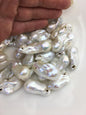 10pcs AA+ 14-19mm White big Long Flame ball Pearl - 2.2mm side large hole,FL15-T7