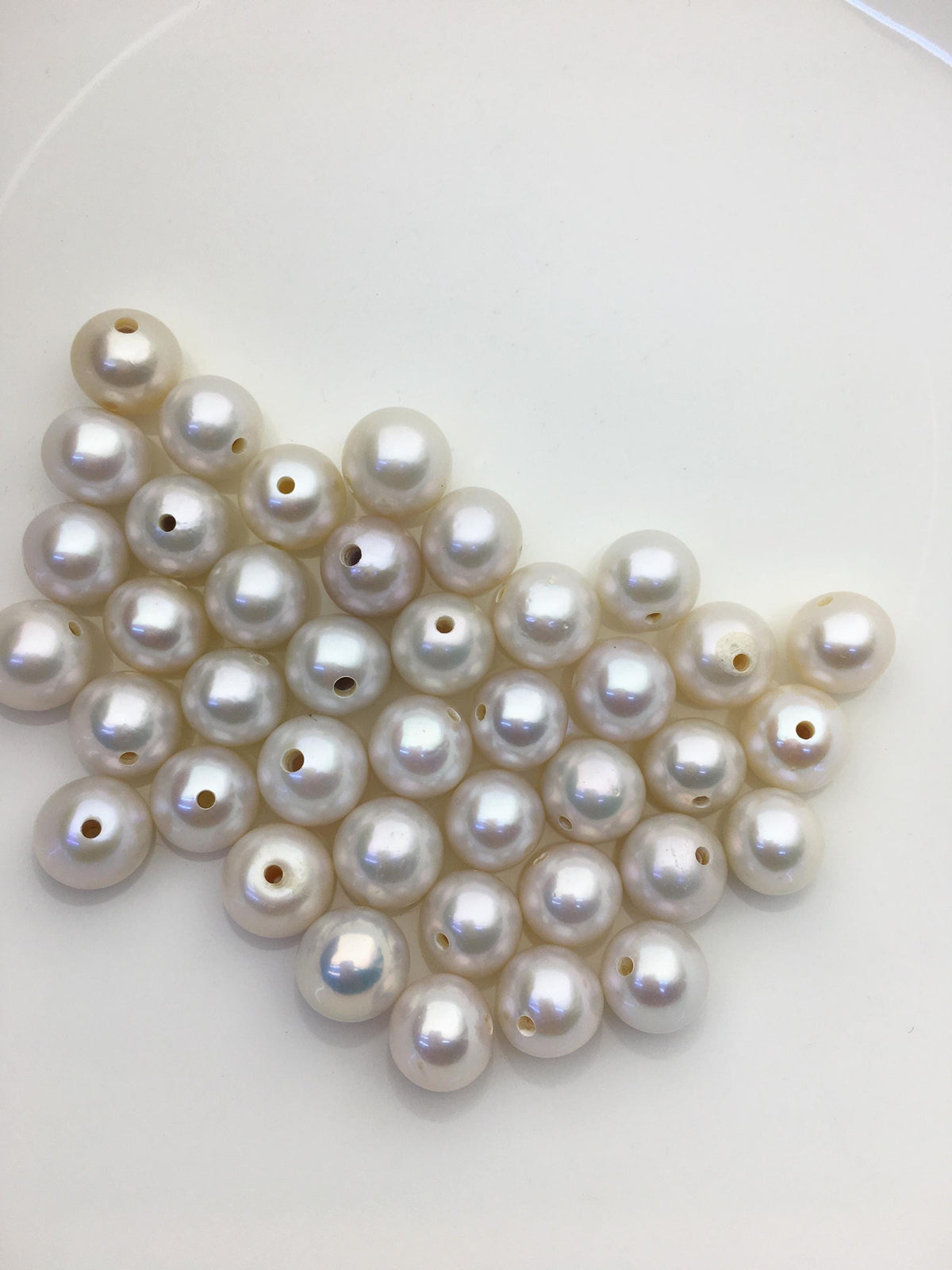 10pcs AAA/AA+ 11-12mm white button near round freshwater pearls,2.2mm large hole,RP11-T4