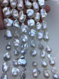 15.5'' AAA 13-16mm Natural White flame ball pearl,FL15-3A-7-41