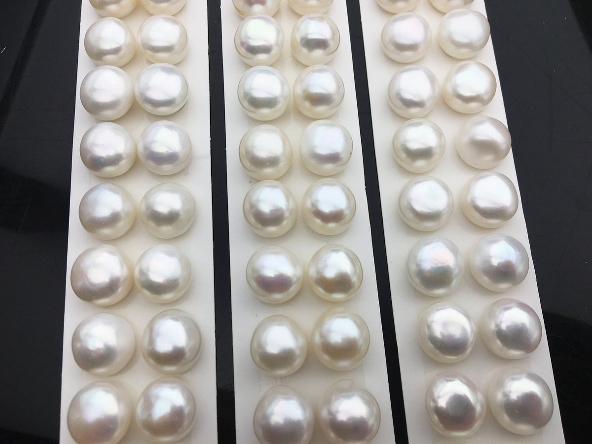 Rare!AAA 13-13.5mm High Luster Thick Skin button freshwater pearls,round button pearl pairs,pearl earring,pearl stud,BTN13-3A-5