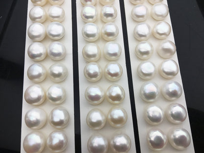 Rare!AAA 13-13.5mm High Luster Thick Skin button freshwater pearls,round button pearl pairs,pearl earring,pearl stud,BTN13-3A-5