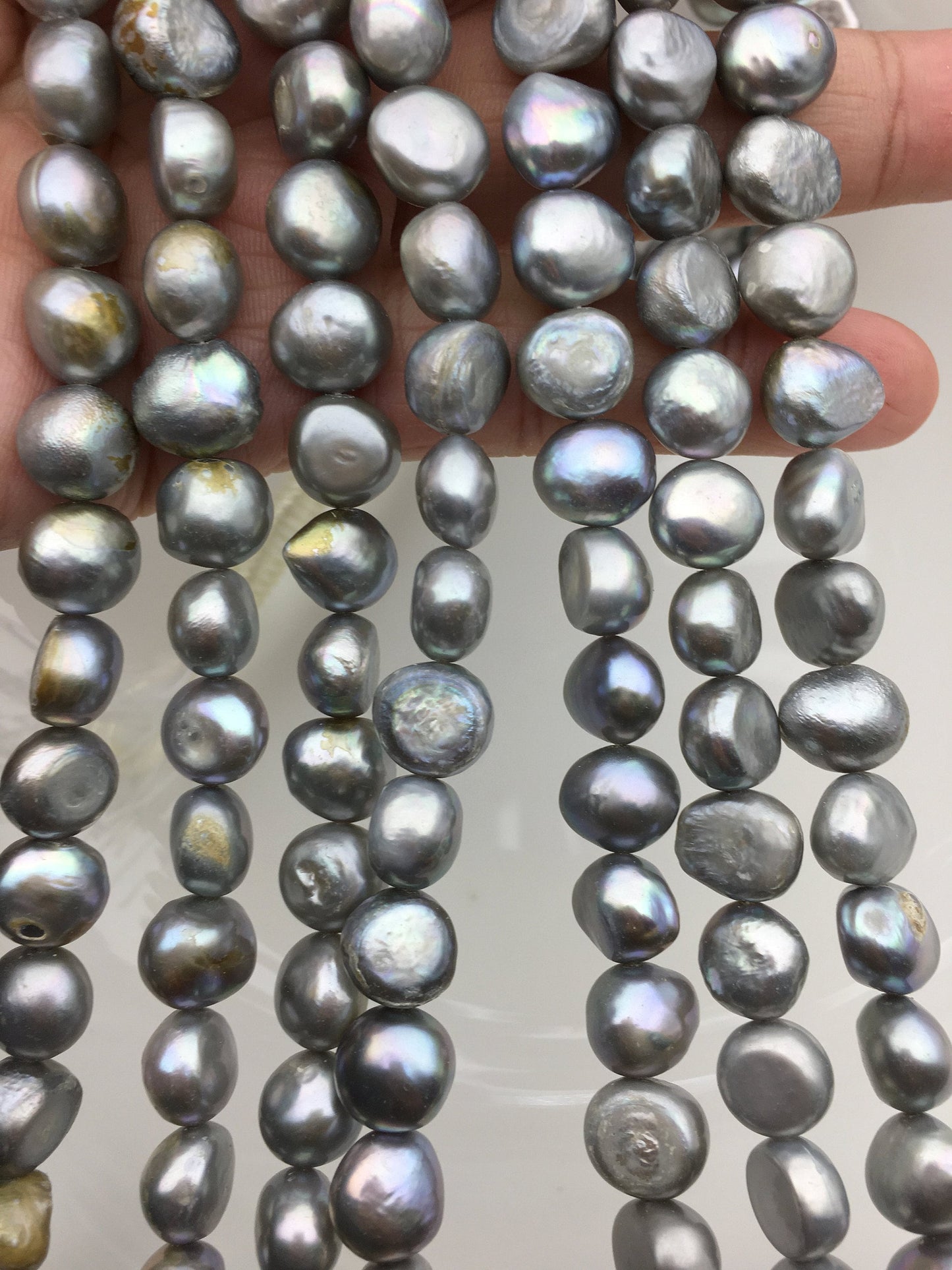 AA 9-10mm gray nugget freshwater pearls,LM9-T1