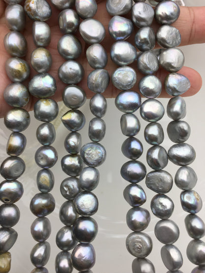 AA 9-10mm gray nugget freshwater pearls,LM9-T1