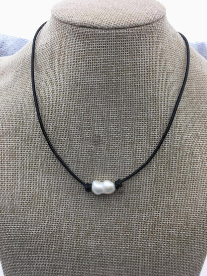 AAA Leather Baroque Pearl Choker,pearl choker necklace,Pearl Leather Necklace,Bracelet,,necklaces for women girl,Le1-006