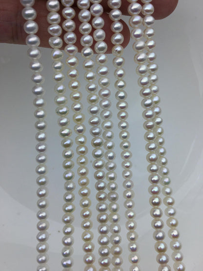 High Luster!AAA 4.5-5mm tiny white button round pearls,full strand,Rondelle pearl Beads,white freshwater pearl,loose strands,SM4-3A-44