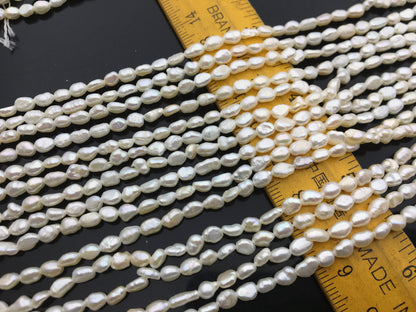 3 strands AA 4.5-5mm Tiny white nugget freshwater pearls,irregular nugget freshwater pearl strand,LM4-2A-1