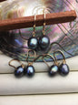 1 pair AAA 9.5-10mm green blue rice pearl dangle earrings,rose gold plated S925 Sterling Sliver pearl earrings,SE3-T24