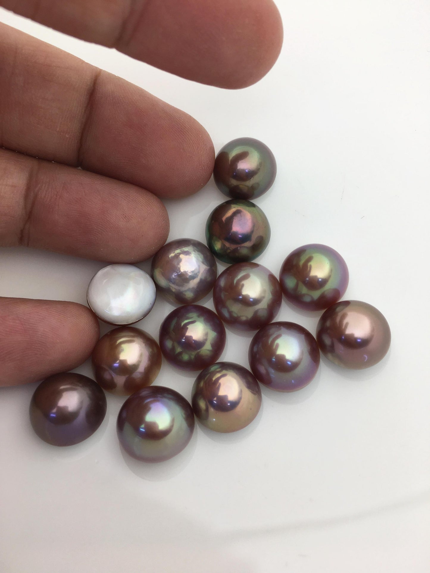 13pcs AAA 13-14mm Baroque Mabe Natural Purple Rainbow Freshwater Pearls,no hole,MB-T74