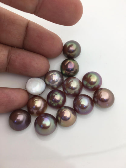 13pcs AAA 13-14mm Baroque Mabe Natural Purple Rainbow Freshwater Pearls,no hole,MB-T74