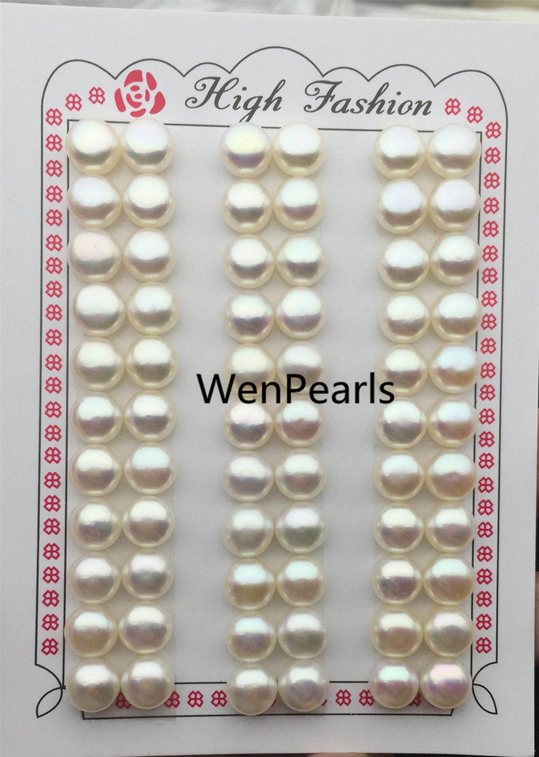 AAA 8-8.5mm white/pink/purple/gray/black button round freshwater pearl pairs,peach color button pearl,BTN8-4A-1-1