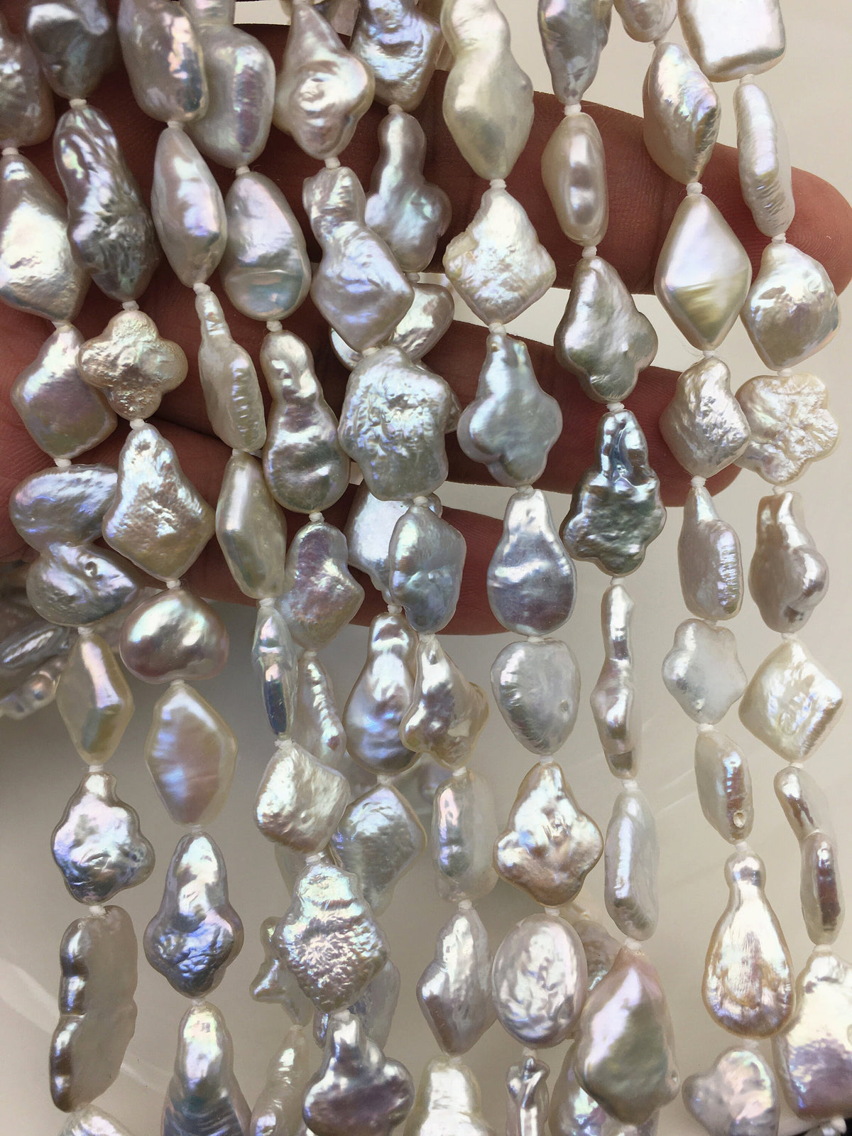 31‘’ 9-13mm AA+ white mix shape baroque freshwater pearl necklace,NPN1-003