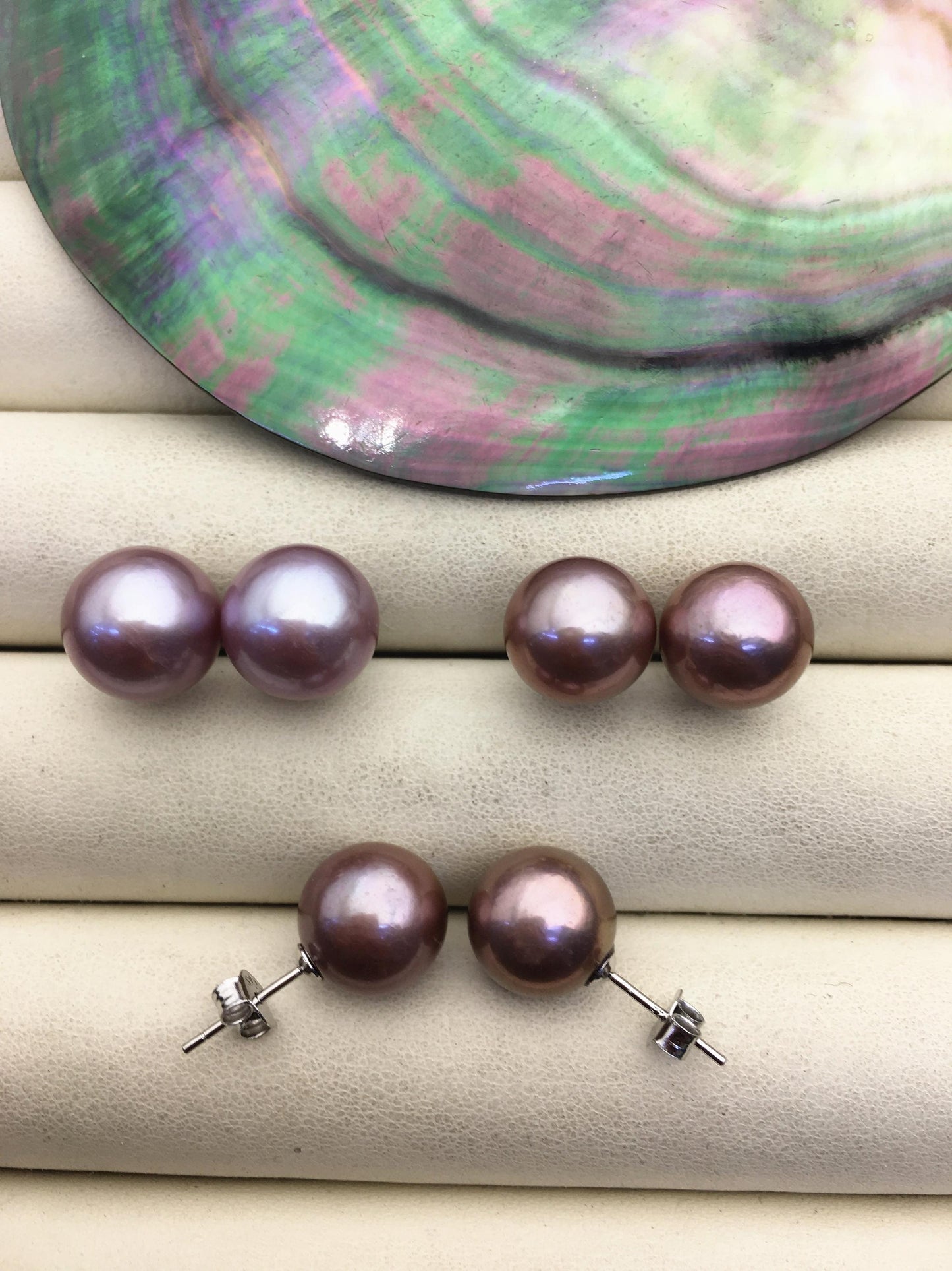 1 pair AAA 11-12mm purple round edison pearl stud earrings,S925 Sterling Sliver stud earrings,wedding pearl earrings,SE3-T9-65