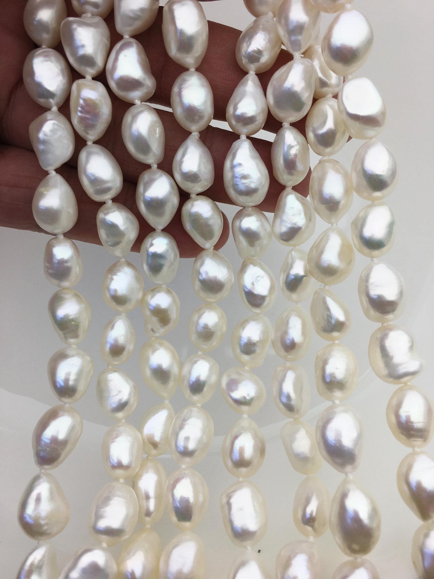 17'' AAA 10mm big white nugget freshwater Pearl necklace,NPN1-017