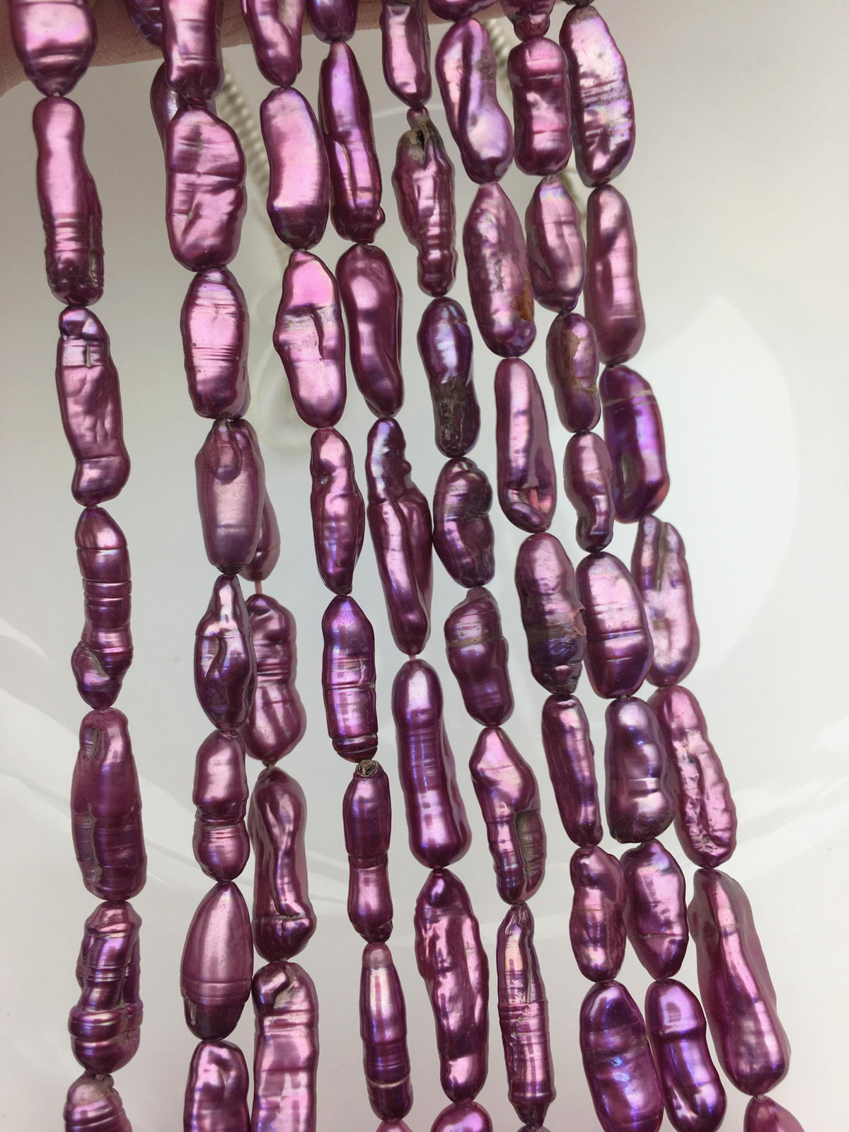 AA 6-8mm purple red Biwa Pearl Necklace,Genuine Fresh Water Pearl,Wedding Necklace,Mothers Day,ZS-80-10-54