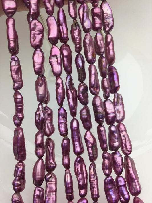 AA 6-8mm purple red Biwa Pearl Necklace,Genuine Fresh Water Pearl,Wedding Necklace,Mothers Day,ZS-80-10-54