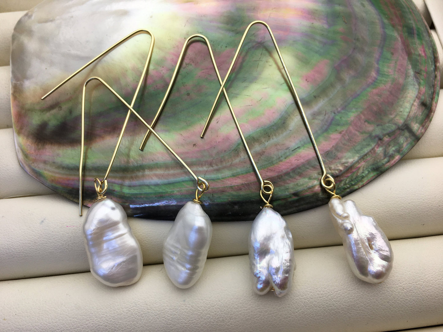 1 pair Natural White Keshi freshwater pearl stud earrings,wedding pearl earrings,SE3-131-42