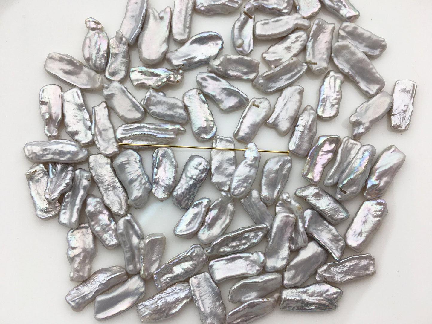 20pcs AA+ 6-7.5mm Gray Thin Biwa keshi Freshwater Pearl,top two-eight drill,ZS-129-1