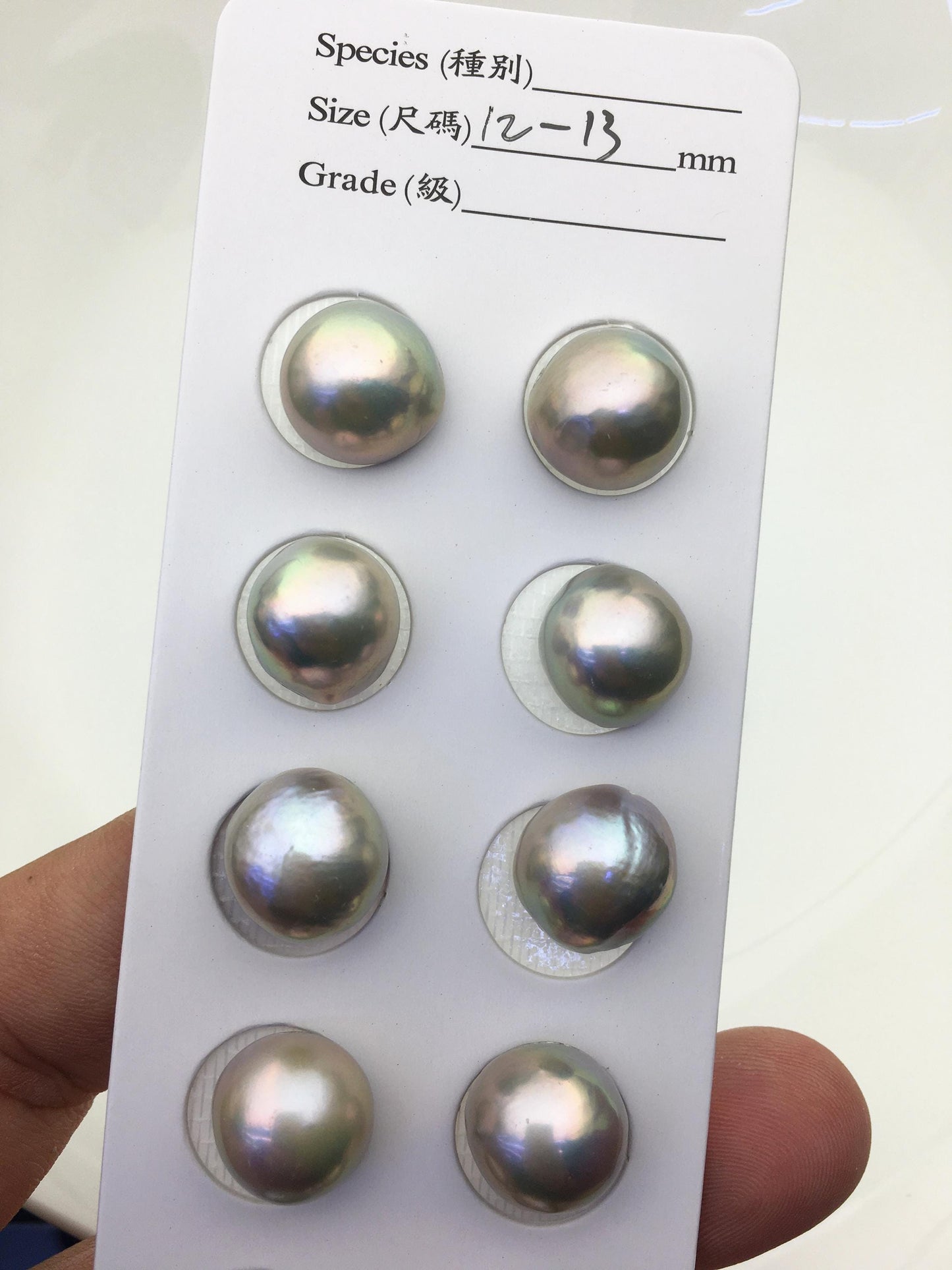 7 pairs AAA 12-13mm Gray Freshwater Mabe Pearl Pair,no hole,Half Ball Button Round Shape,MB-T32