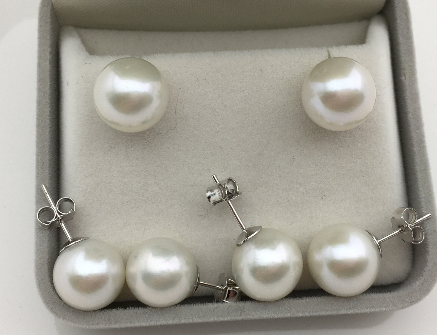 1 pair AAA- 11-12mm White Round edison pearl stud earrings,S925 Sterling Sliver earrings,wedding pearl earrings,SE3-T9-16