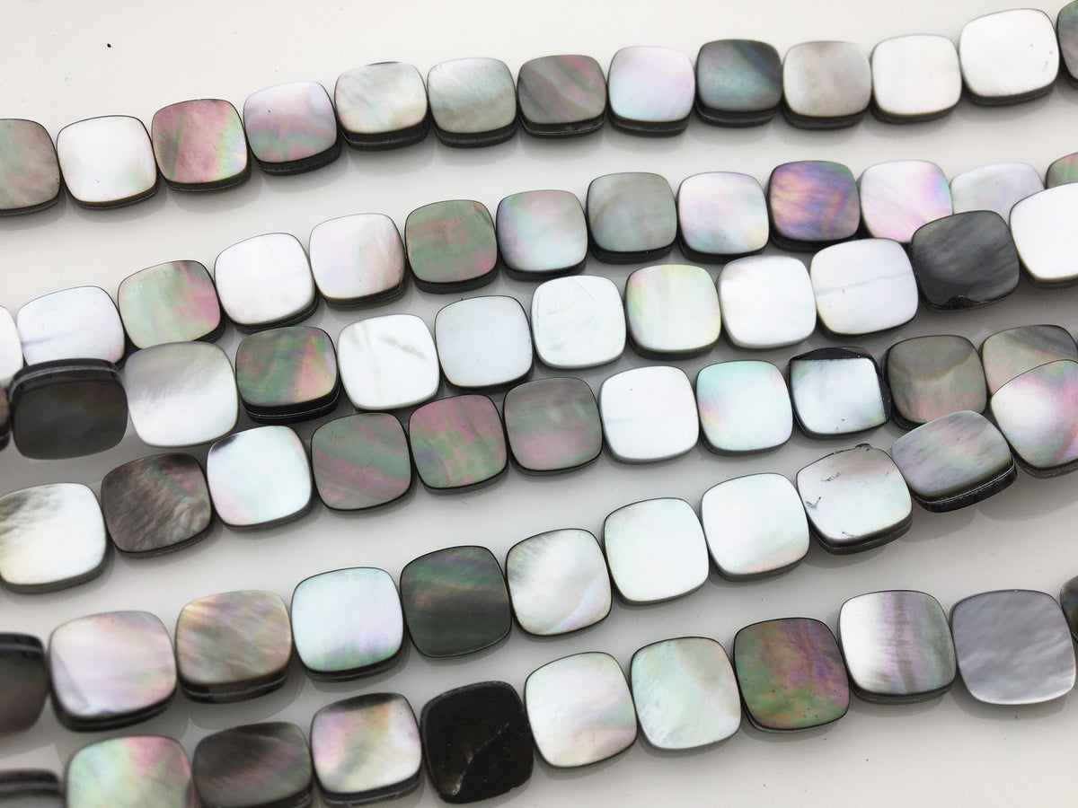 AAA 10-11mm Natural Tahitian Shell Square Shape Loose Beads,GSHE-TH-003