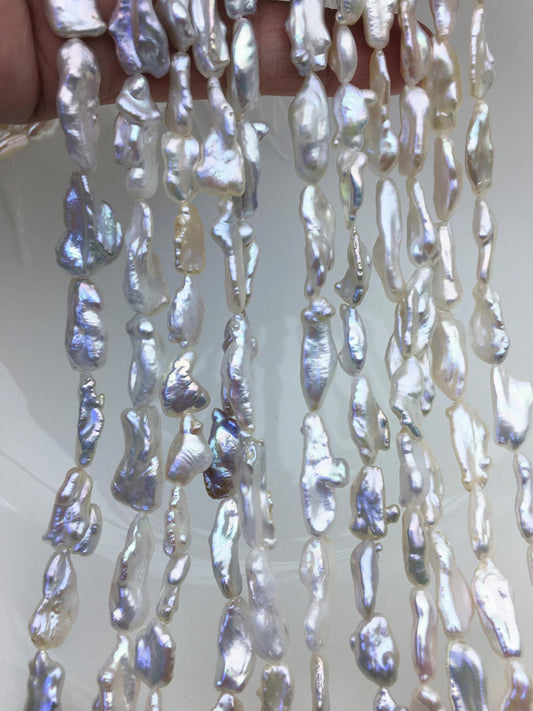 AAA 5-9mm white Keshi Biwa Pearl Necklace,ZS-200-120-19