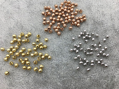 10pcs S925 sterling silver Yellow/Rose/White 2.5mm/3mm Gold Handmade Bali Style Faceted Round Beads, S925 Beads,Spacer Beads,ASL-BL-1