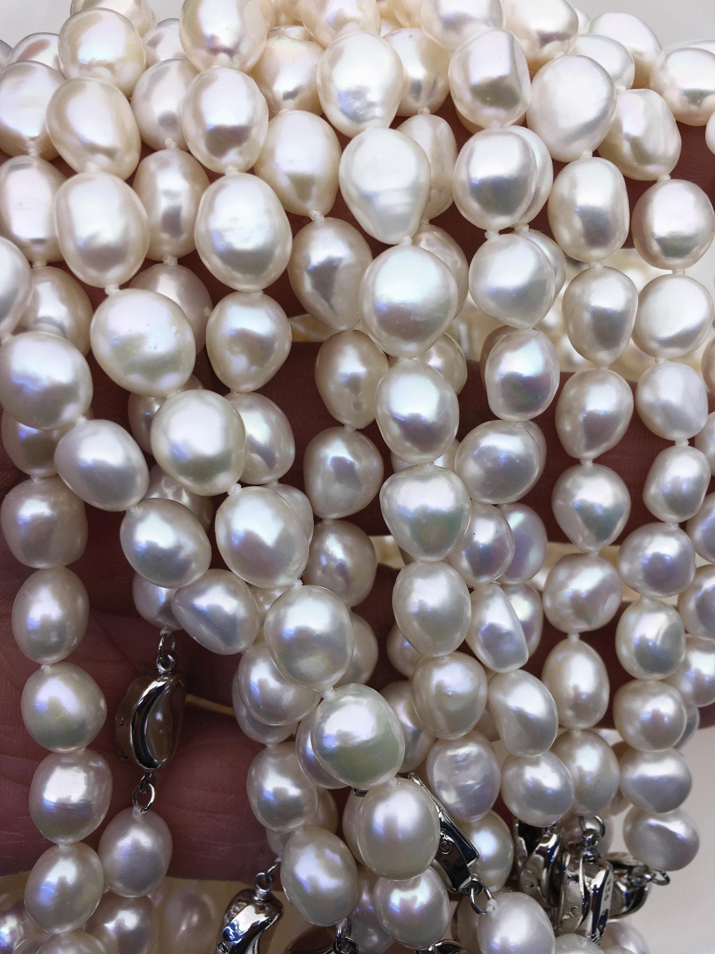 17.5'' AAA+ 8.3-9.3mm white nugget freshwater Pearl necklace,NPN1-005