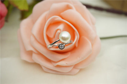 AAA Genuine Pearl ring,cz engagement rings,anniversary ring,cheap wedding rings for women,sterling silver 925 open ring jewellery,R1-T5