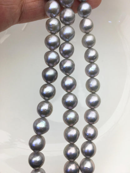 AA+ 9-11mm gray baroque oval Edison Freshwater Pearl,ED12-2A-5-32