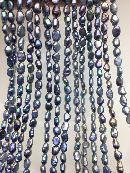 AAA- 4-5mm black blue nugget freshwater pearls,irregular nugget freshwater pearl strand,LM4-3A-6