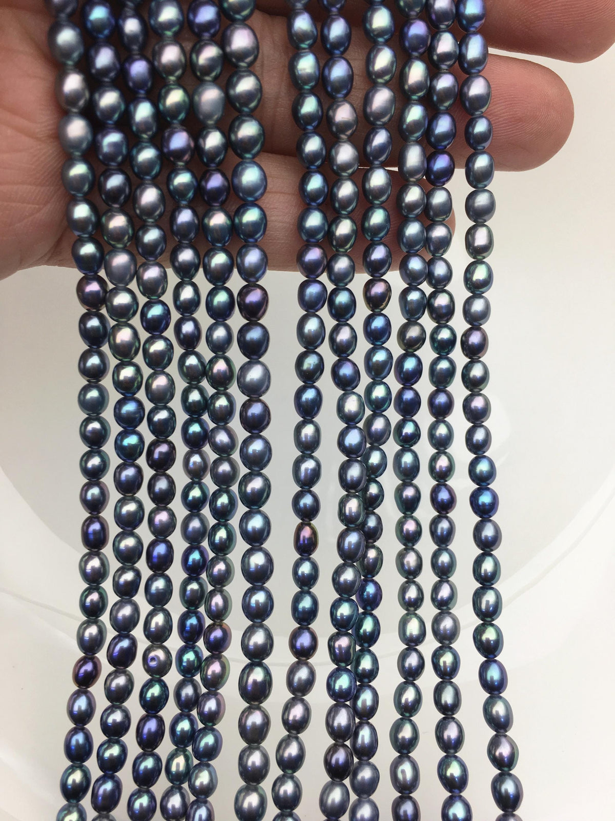 AAA 4-4.5mm black blue rice freshwater pearls,LR4-3A-45
