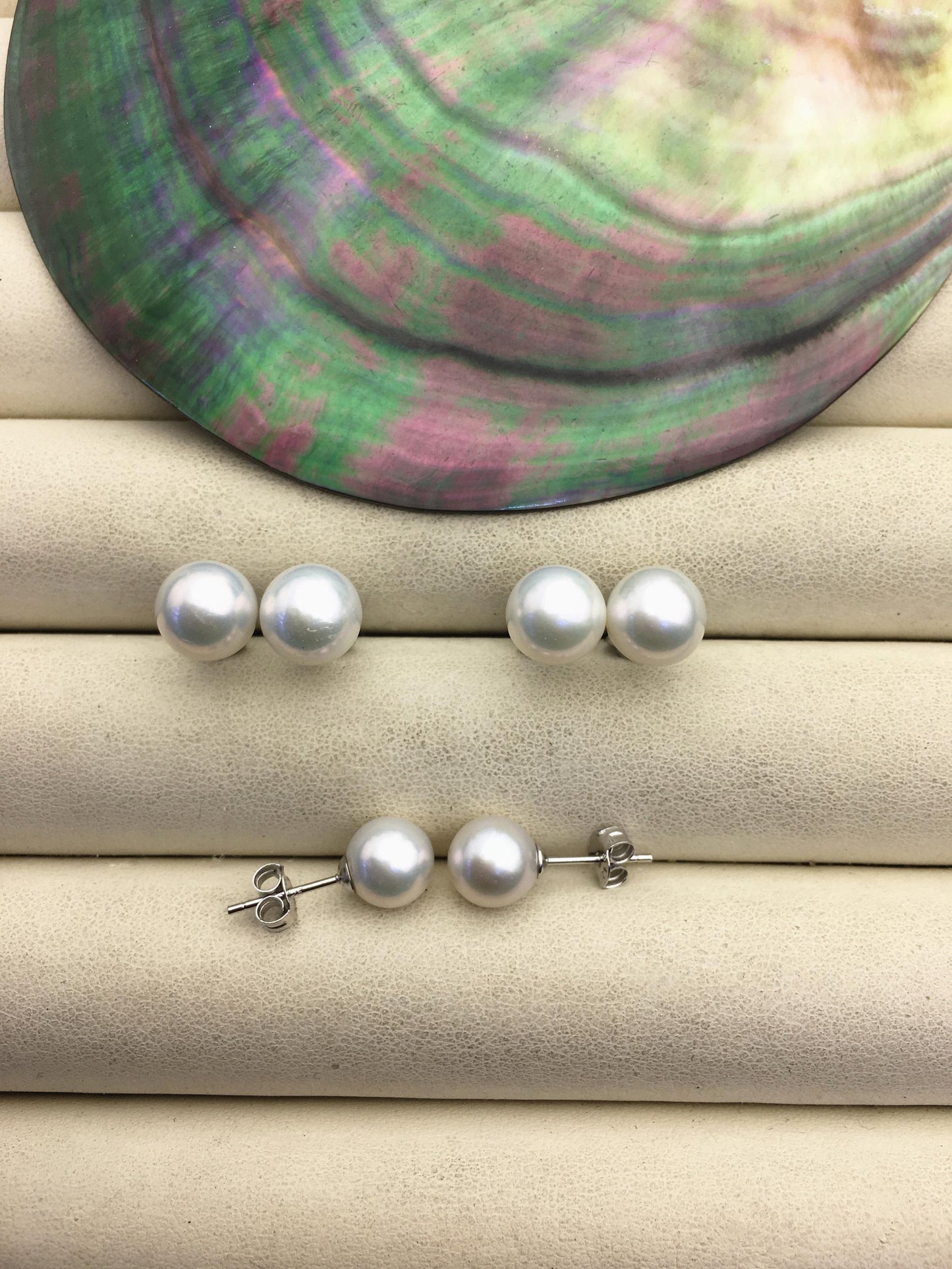 AAA 8-9mm White Round Fresh Water pearl stud earrings,Bridal Earrings-Wedding Jewelry-Bridal jewelry-Birthday gift,SE3-T2