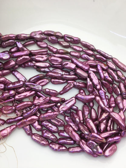 AA 6-8mm purple red Biwa Pearl Necklace,Genuine Fresh Water Pearl,Wedding Necklace,Mothers Day,ZS-80-10-54