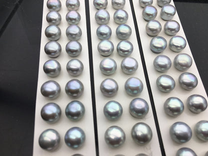 AAA 12-12.5mm Gray button round freshwater pearls,round button pearl pairs,pearl earring,pearl stud,BTN12-3A-24
