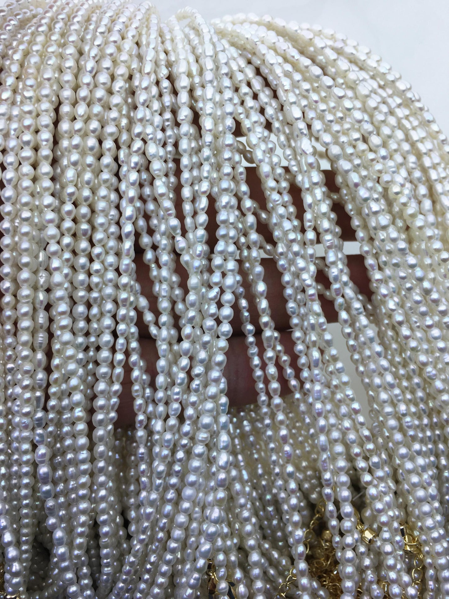 16+2'' AA+ 2.5-3mm white tiny small rice pearl Necklace,Wedding Necklace, Love, Mothers Day,Happiness,wholesale,NPN1-016