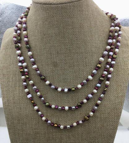 64'' AAA 3-6mm misc color nugget pearl Necklace,NPN1-121