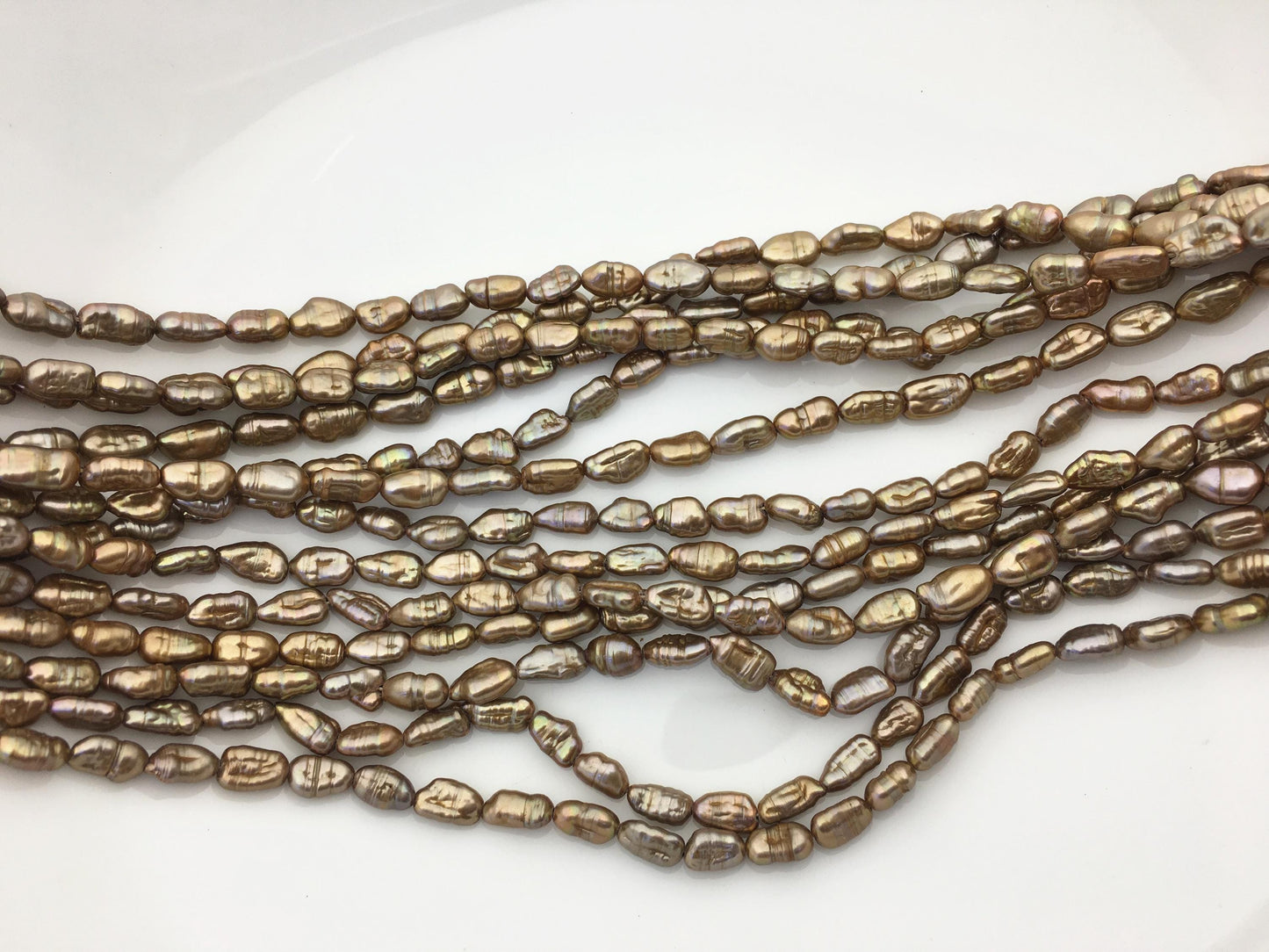 AA 5-6mm browntoothpick Biwa Pearl Necklace,Genuine Fresh Water Pearl,Wedding Necklace,Mothers Day,ZS-80-10-23