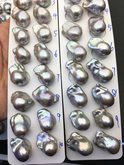 1 pair AAA 12-16x18-25mm Gray Flame ball Pearl Pairs - half hole - large Baroque freshwater pearl pairs,FL15-3A-8-62