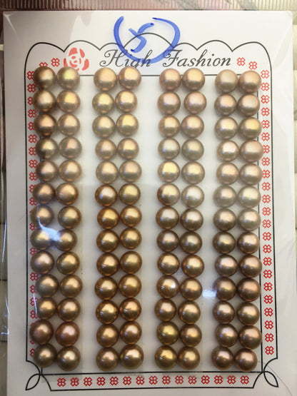 52pairs AAA 6.5-7mm Brown Button Round pearls pairs,for design for stud earrings,BTN6-T2