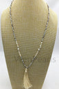 32'' pearl and gray crystal necklace,high luster freshwater pearls,freshwater pearl,rice pearl,wholesale,NPN5-001-3