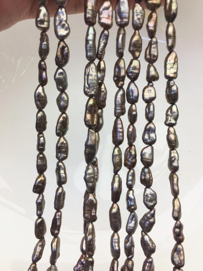 AA+ 5-6mm light brown toothpick Biwa Pearl Necklace,Genuine Fresh Water Pearl,Wedding Necklace,Mothers Day,ZS-80-10-18