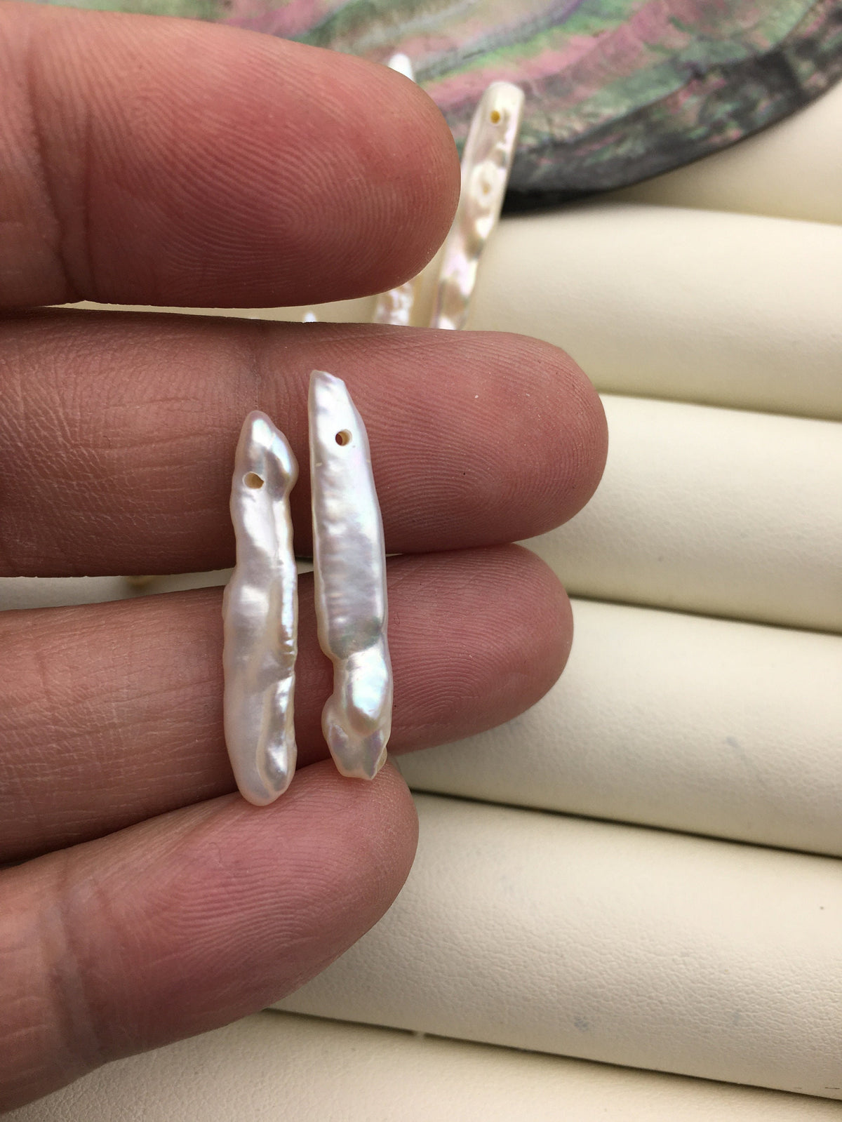 1 pair AA+ 4-6x25-30mm white Toothpick pearls Pair,for make dangle earrings,baroque pearl,loose pearl beads,ZS-127-62-41