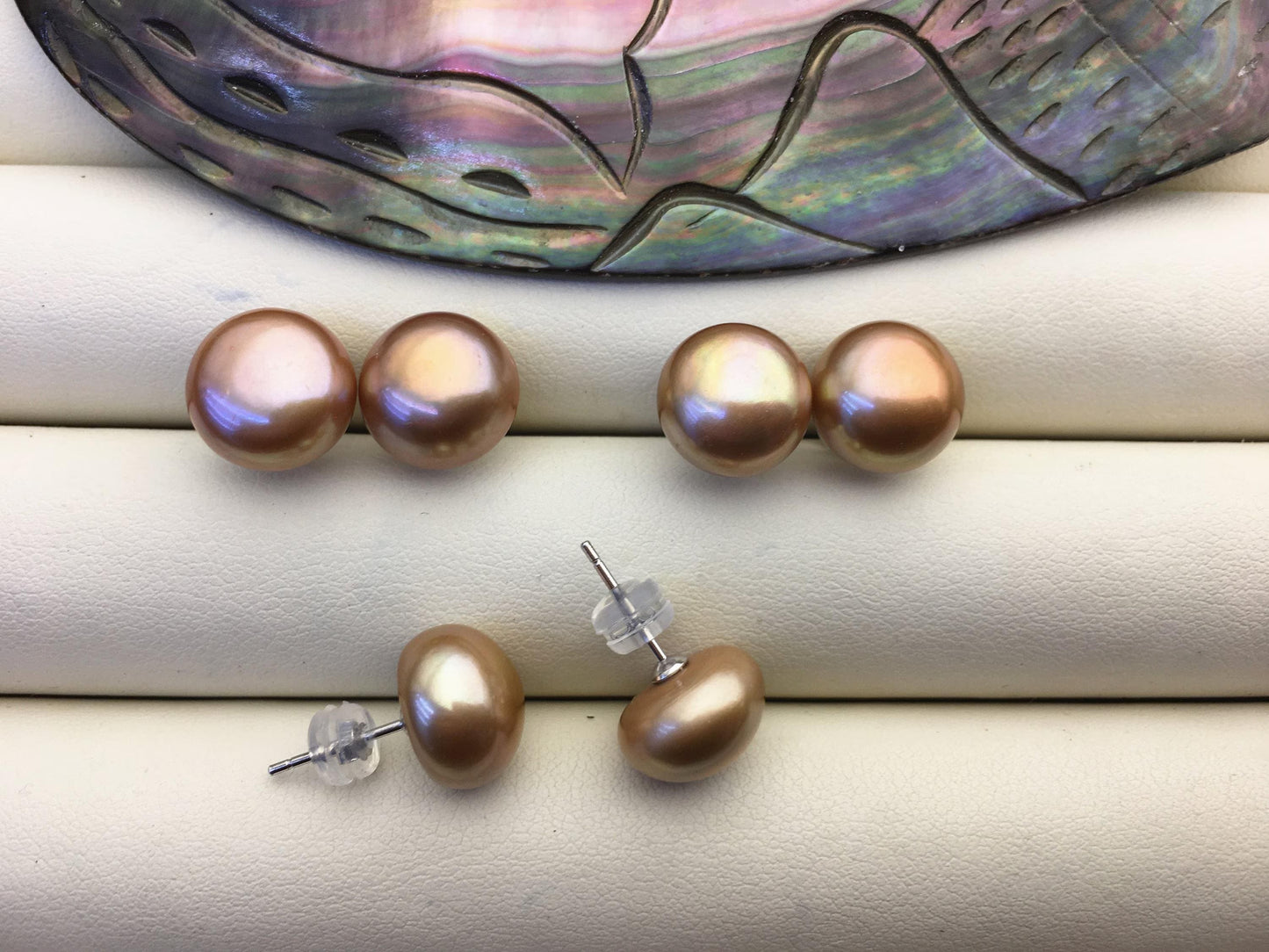 1 pair AAA 10-11mm Brown Stud Earrings,Sterling Silver,Wedding,classic pearl studs,SE1-T40