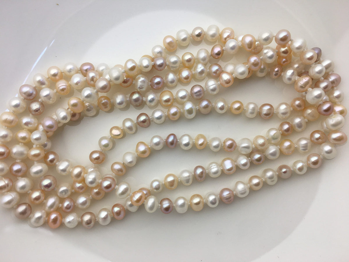 47'' AA 6mm misc color near round freshwater pearl Necklace,Pearl necklace,NPN1-056
